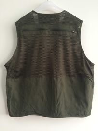 Fishing vest 034 in taslan fabric, olive green color, water proof, quick dry, S-3XL