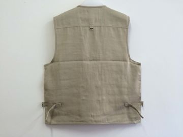 Mens classic vest in 100% polyester washed fabric, washed beige, S-3XL