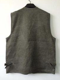 vest, waistcoat, mens vest, 100% polyester, washed fabric, fishing vest, olive, S-3XL