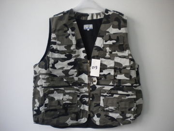 vest, mens waistcoat, camouflage in T/C 80/20 fabric, fishing vest, fishing waistcoat, casual vest, casual waist coat