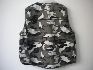vest, mens waistcoat, camouflage in T/C 80/20 fabric, fishing vest, fishing waistcoat, casual vest, casual waist coat