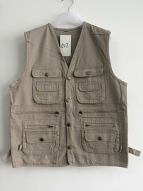 vest, waistcoat, mens vest 012 in 100% cotton fabric, fishing vest, beige color, S-3XL