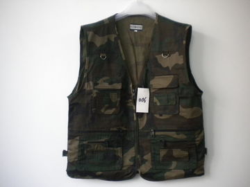 mens vest in T/C 65/35 fabric, camouflage, fishing vest, S-3XL