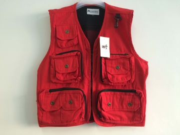 vest, photography vest, mens vest 005 in T/C 65/35 fabric, red color, fishing vest, casual vest