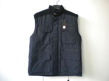 winter vest,  warm waist coat, UK style, navy, S-3XL, padding with corduroy shoulder