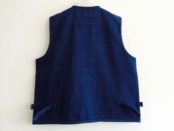 mens vest in 100% cotton, denim, jean, blue, fishing vest, S-3XL