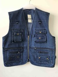 Jeans vest, denim vest, in 100% cotton, S-3XL, denim blue, navy