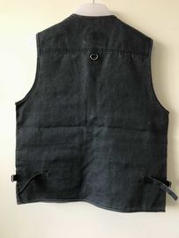 Mens classic vest in 100% polyester washed fabric, washed blue color, S-3XL