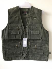 Mens classic vest in 100% polyester washed fabric, washed green color, S-3XL