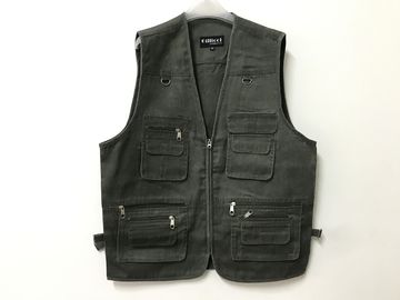 Mens classic vest，mens waist coat, vest in 100% polyester washed fabric, washed green colour, S-3XL