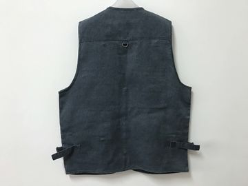 Mens classic vest，mens waist coat, vest in 100% polyester washed fabric, washed blue colour, S-3XL