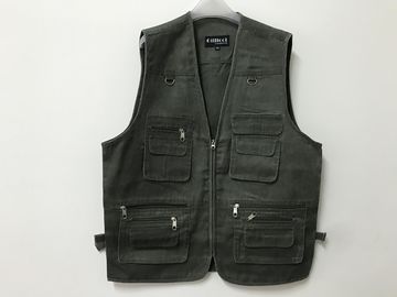 Mens classic vest，mens waist coat, vest in 100% polyester washed fabric, washed green colour, S-3XL