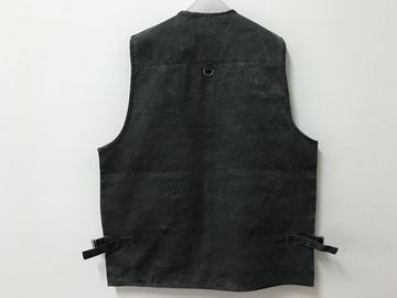 Mens classic vest，mens waist coat, vest in 100% polyester washed fabric, washed charcoal/dark grey colour, S-3XL