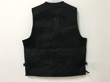 Mens classic vest，mens waist coat, vest in 100% polyester washed fabric, washed black color, S-3XL