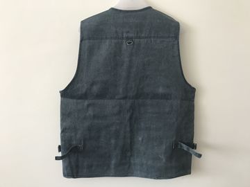 Mens classic vest in 100% polyester washed fabric, washed blue color, S-3XL