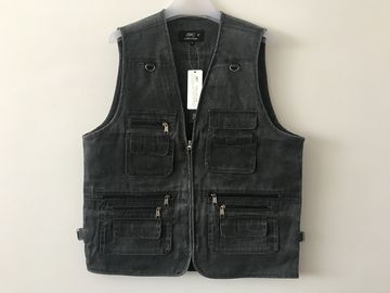 Mens classic vest，mens waist coat, vest in 100% polyester washed fabric, washed charcoal/dark grey colour, S-3XL