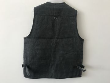 Mens classic vest，mens waist coat, vest in 100% polyester washed fabric, washed charcoal/dark grey colour, S-3XL