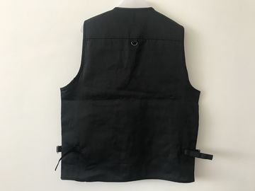 Mens classic vest，mens waist coat, vest in 100% polyester washed fabric, washed black colour, S-3XL