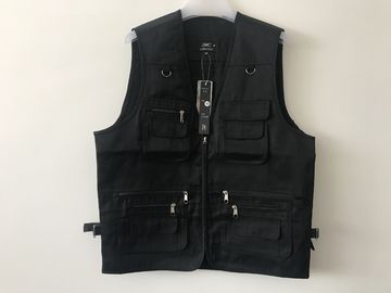 Mens classic vest，mens waist coat, vest in 100% polyester washed fabric, washed black colour, S-3XL