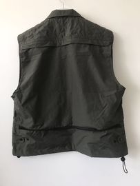 Fishing vest 033 no hood in taslan fabric, olive green color, water proof, quick dry, S-3XL