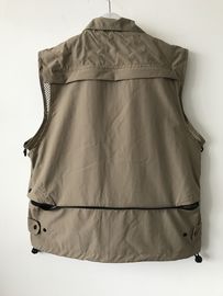 Fishing vest 033 no hood in taslan fabric, khaki color, water proof, quick dry, S-3XL