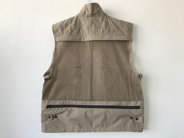 Fishing vest 033 no hood in taslan fabric, khaki color, water proof, quick dry, S-3XL