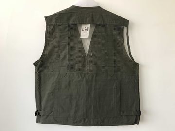 Net vest 035 in taslan fabric fabric, fishing vest, olive green color, water proof, quick dry function, S-3XL