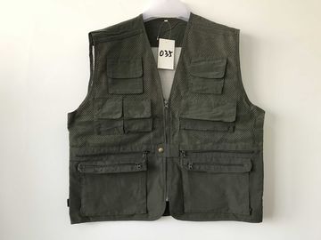 Net vest 035 in taslan fabric fabric, fishing vest, olive green color, water proof, quick dry function, S-3XL
