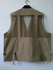 Fishing vest 035 in taffeta fabric, khaki color, water proof, quick dry function, S-3XL