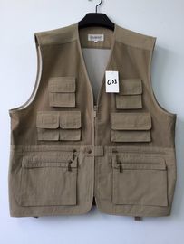 Fishing vest 035 in taffeta fabric, khaki color, water proof, quick dry function, S-3XL