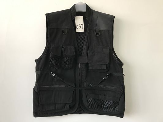 vest, photography vest, mens vest 037 in T/C 65/35 fabric, black color, fishing vest, casual vest