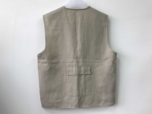 Mens classic vest，mens waist coat, vest 044 in 100% polyester washed fabric, stone/beige colour, S-3XL
