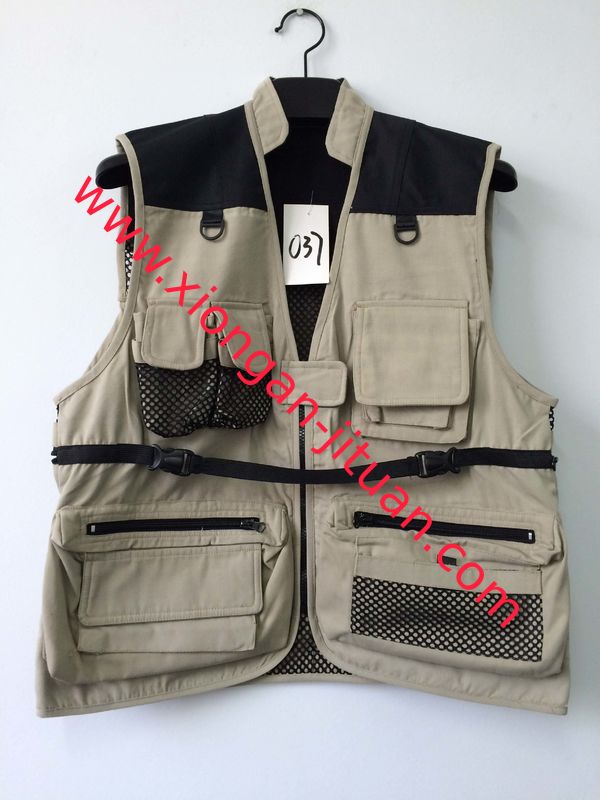vest, photography vest, mens vest 037 in T/C 65/35 fabric, offwhite color, fishing vest, casual vest