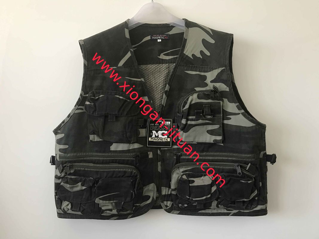 Mens vest, camo vest, waistcoat 036 in T/C 65/35 fabric, camouflage, S-3XL