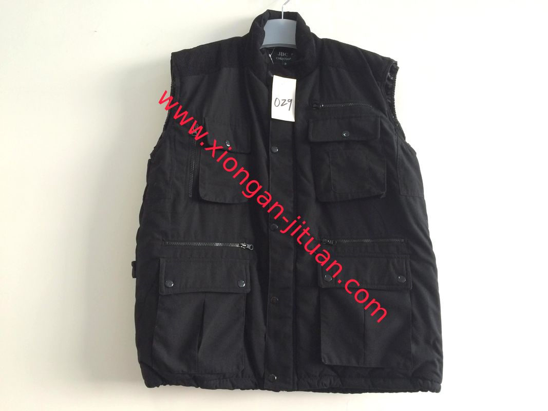 winter vest,  warm waist coat, UK style, black, S-3XL, padding with corduroy shoulder