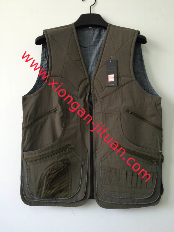 Hunting vest, taslan fabric, water proof function, S-3XL, olive, green color
