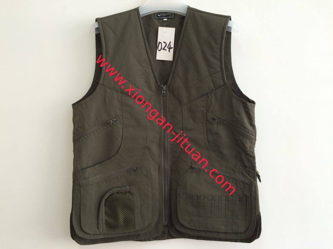 Hunting vest in taslan fabric, S-3XL, olive, green color, water proof