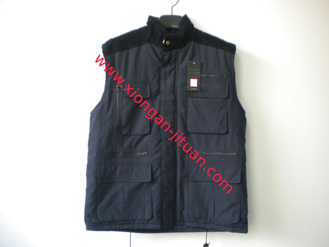 winter vest,  warm waist coat, UK style, navy, S-3XL, padding with corduroy shoulder