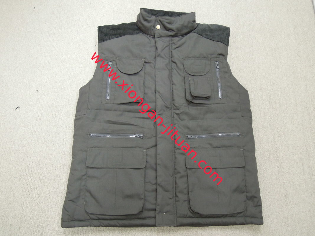 winter vest,  warm waist coat, UK style, olive, S-3XL, padding with corduroy shoulder