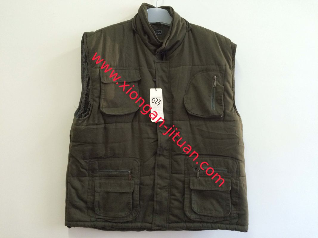 winter vest, winter waistcoat, olive green, S-3XL, T/C 65/35 outer fabric, padding and polarfleece lining