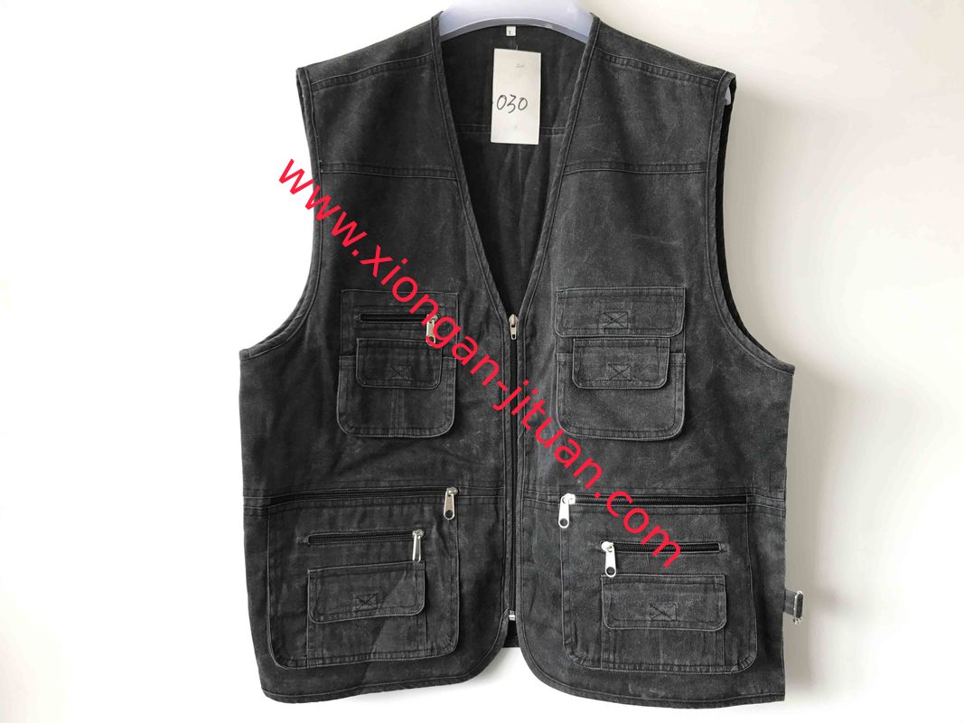 Mens classic vest in 100% polyester washed fabric, S-3XL, 4 colors can be chose