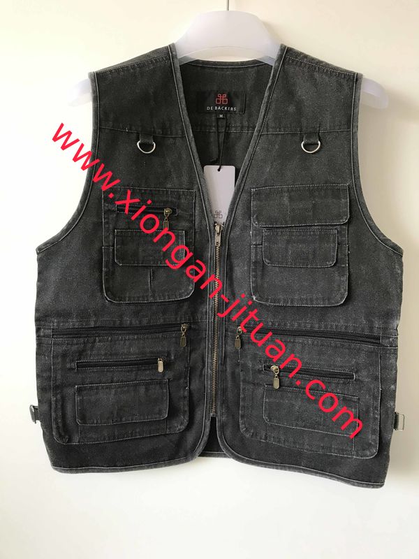 Mens classic vest in 100% polyester washed fabric, S-3XL, 4 colors can be chose