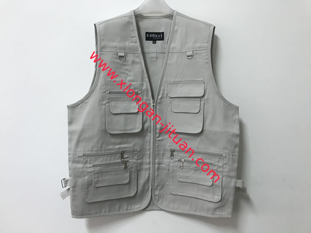 Mens classic vest，mens waist coat, vest in 100% polyester washed fabric, stone/beige colour, S-3XL