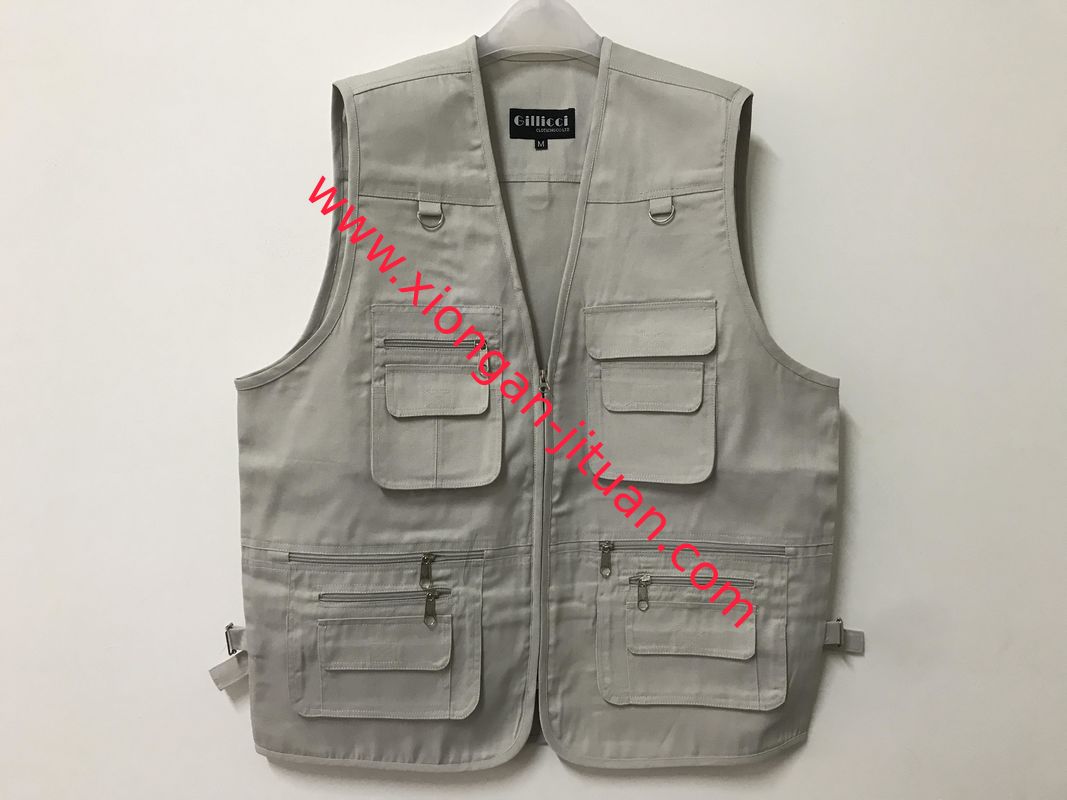 Mens classic vest，mens waist coat, vest in 100% polyester washed fabric, stone/beige colour, S-3XL
