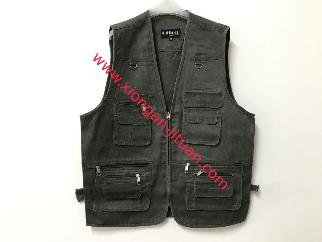 Mens classic vest，mens waist coat, vest in 100% polyester washed fabric, washed green colour, S-3XL