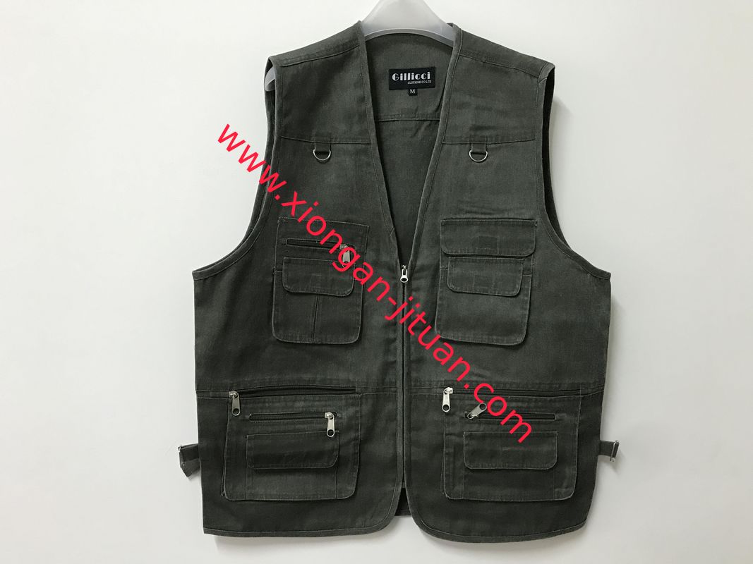 Mens classic vest，mens waist coat, vest in 100% polyester washed fabric, washed green colour, S-3XL