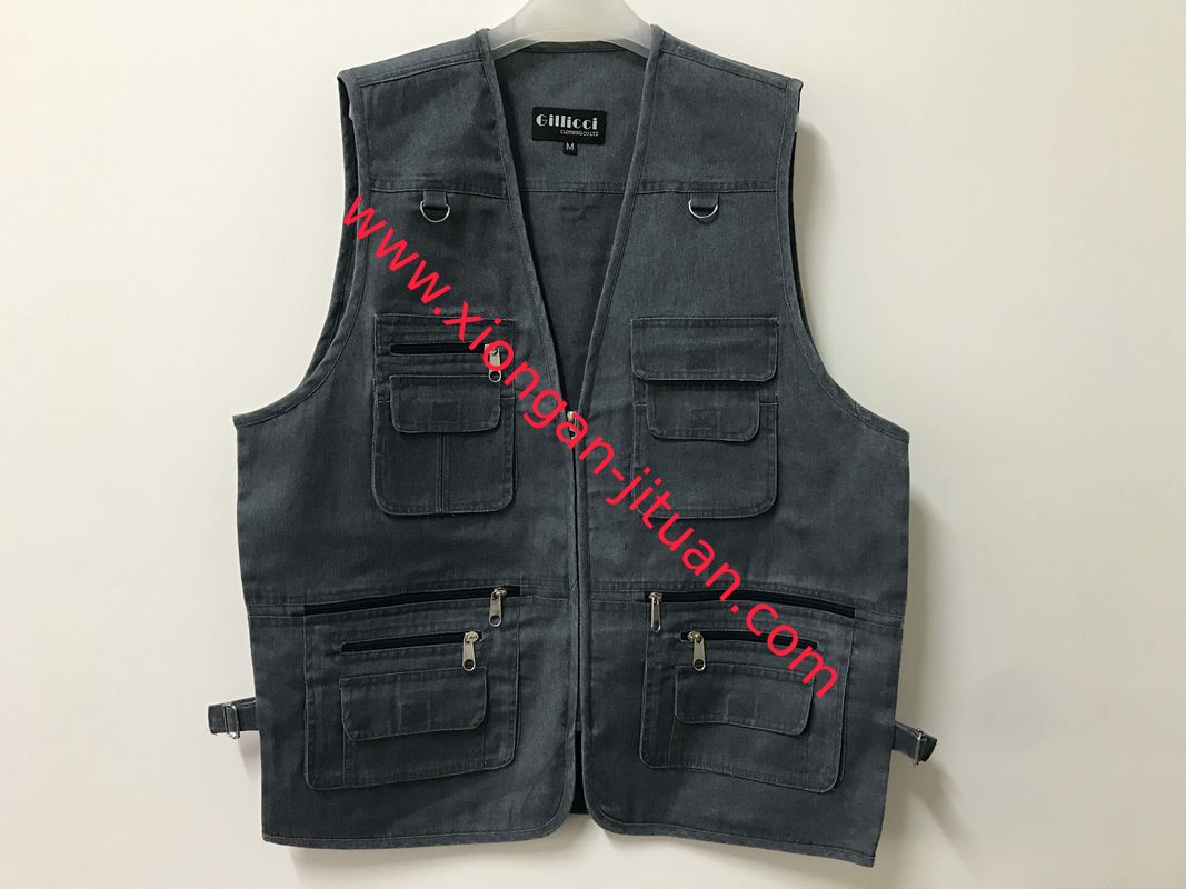 Mens classic vest，mens waist coat, vest in 100% polyester washed fabric, washed blue colour, S-3XL