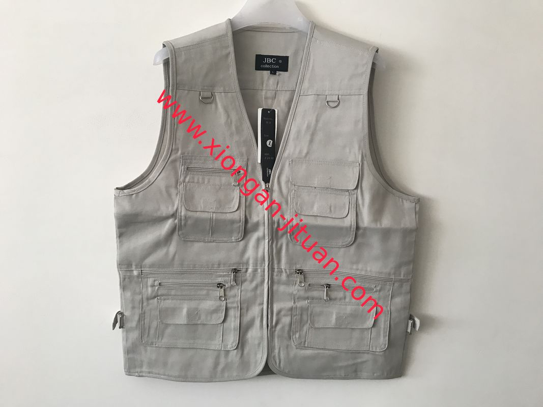 Mens classic vest，mens waist coat, vest 030 in 100% polyester washed fabric, stone/beige colour, S-3XL