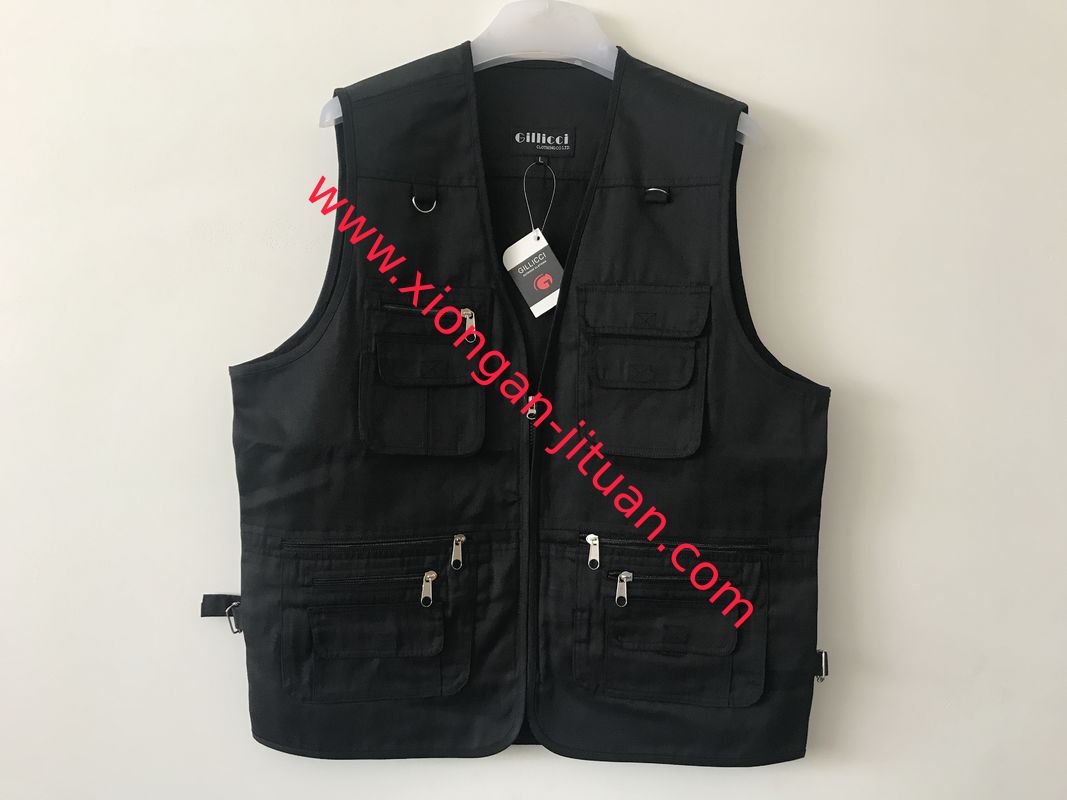 Mens classic vest，mens waist coat, vest in 100% polyester washed fabric, black colour, S-3XL