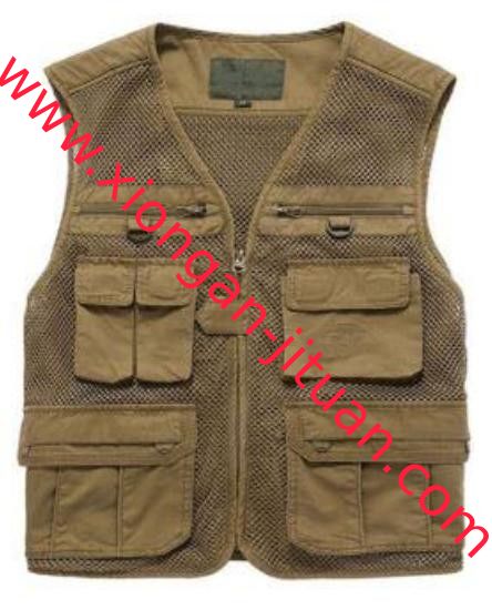 Net vest 034 in taslan fabric, fishing vest, olive green/khaki/white color, quick dry, S-3XL